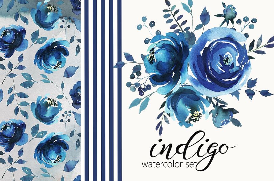 indigo flower watercolor png