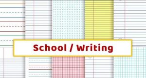 Free printable school writing digital liend paper for kindergarten