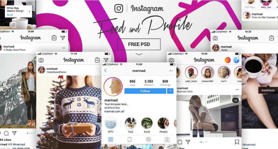 Download 17+ Free Instagram Mockup PSD Template of All Kinds - Texty Cafe