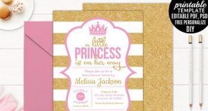 Gold and Pink Princess Baby Shower Invite