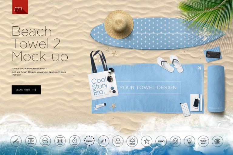 50+ Towel Mockup PSD for Beach, Bath, Tea, Gym (free and premium) - Texty Cafe